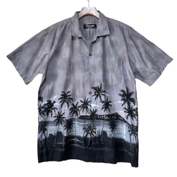 Favant Designed In Hawaii Men’s Palm Tree Casual Comfy Cotton Button Down Shirt - Picture 1 of 11